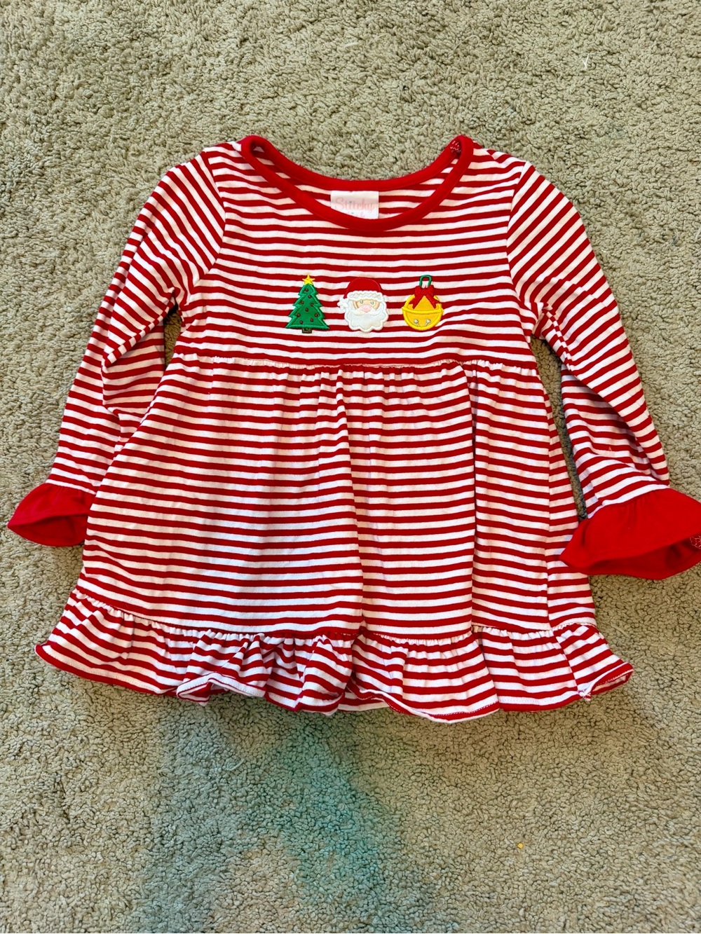 Red & White Striped Holiday Tunic Top for Kids